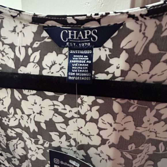 Chaps midi button-up dress, black & white floral, size 3x - Picture 5 of 7